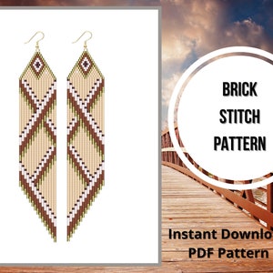 Seed bead fringe earring patterns  brick stitch earring PDF miyuki delica pattern