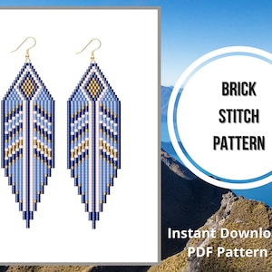 Seed bead earring pattern beaded fringe earring western brick stitch earring pattern miyuki delica