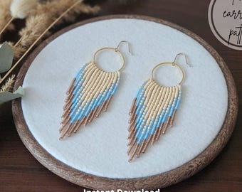 Seed bead Boho Fringe Hoop Earrings Pattern (PDF Download) for Miyuki Round Rocailles 11/0 beaded jewelry DIY