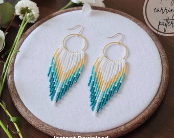 Boho Beaded Fringe Hoop Earrings Pattern (PDF Download) for Miyuki Round Rocailles 11/0 seed bead weaving jewelry