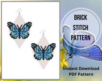 Monarch butterfly beaded earrings pattern Miyuki delica brick stitch earring Monarch butterfly seed bead earring pattern