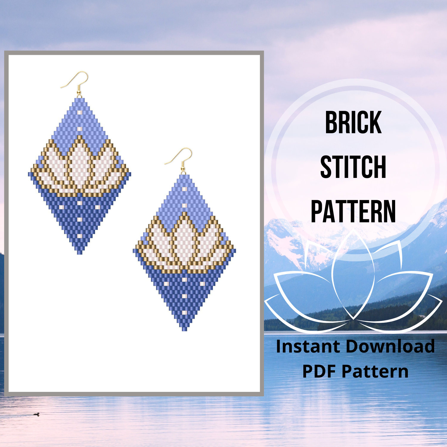 Lotus Beaded Earrings Pattern Brick Stitch Mandala Earring