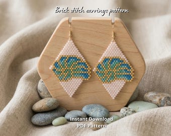 Shell beaded earrings pattern brick stitch sea earrings pattern summer seed bead jewelry Miyuki delica beading