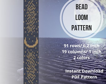 Patrones de pulsera de telar de cuentas de fase lunar cuentas de semillas patrón PDF de inspiración nativa de luna creciente
