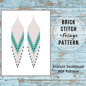 Bead earrings pattern Brick stitch fringe earrings pattern for beading  bead weaving native style earring Miuyki delica pattern