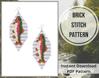 Rainbow Trout Brick Stitch Earring Pattern (PDF Download) – Coastal Nautical Stripes