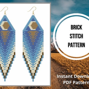 Seed bead patterns moon phase earrings brick stitch fringe native style earring PDF pattern