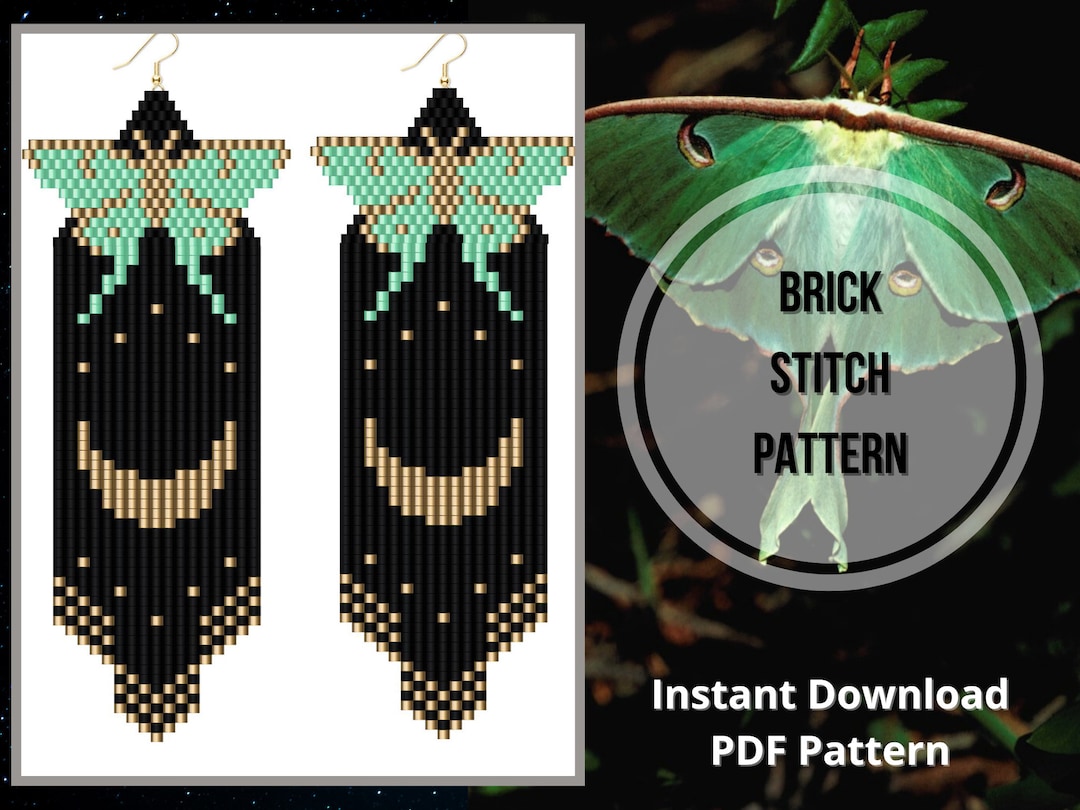 【MEJURI】一生物〇Beaded Ring14K〇重ねずけにマストな1点〇3色 Luna Moth Beaded Earrings Pattern Moon Butterfly Brick
