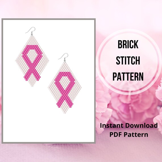 Beaded Breast Cancer Symbol Earrings Beaded Breast Cancer Symbol Earrings