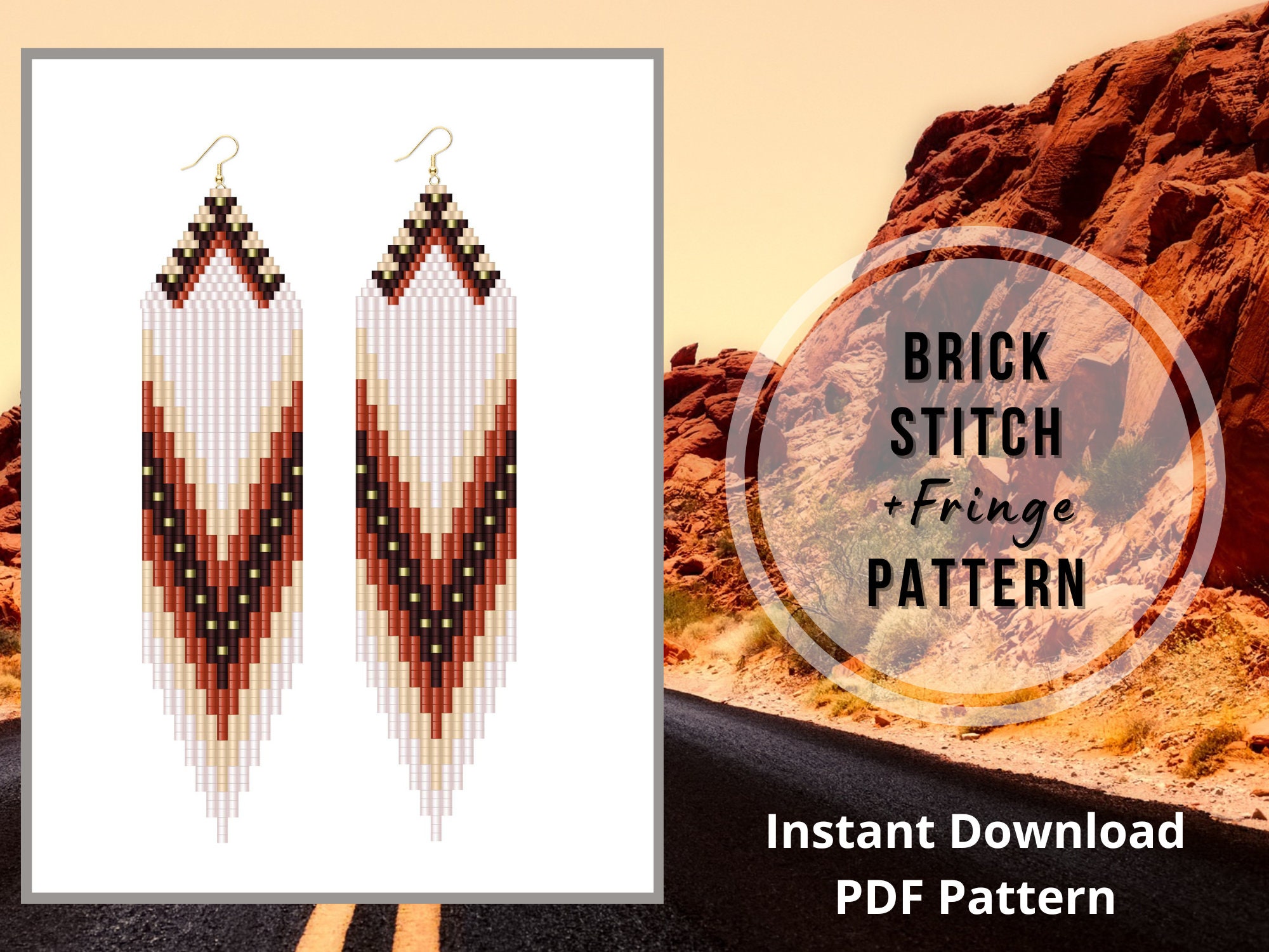 Native style beaded earrings pattern American Bohemian seed bead fringe holiday earring beaded jewelry south western inspired pattern