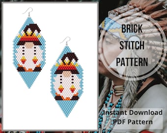 Western gnome bead earrings pattern Native jewelry brick stitch pattern beaded gnome Miyuki delica PDF Digital download