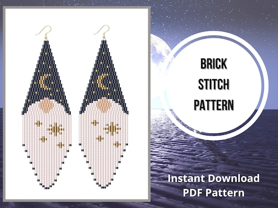 【2025A/W新作★送料無料】 Brick Stitch Celestial Gnome Earrings Pattern Moon Seed Bead バッグ