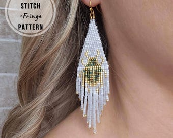 Green bug beaded earrings pattern brick stitch scarab earrings beetle seed bead jewelry Miyuki delica beading