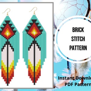 Native stil rocailles perlen ohrring muster fringe ziegel stich feder ohrring muster perlen ohrringen