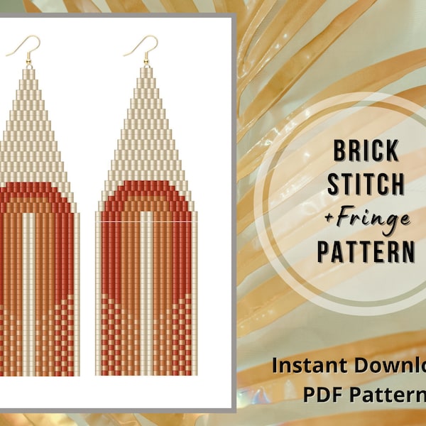 Brick stitch boho earring pattern fringe seed bead weave earring pattern simple beading DIY jewelry pattern miyuki delica