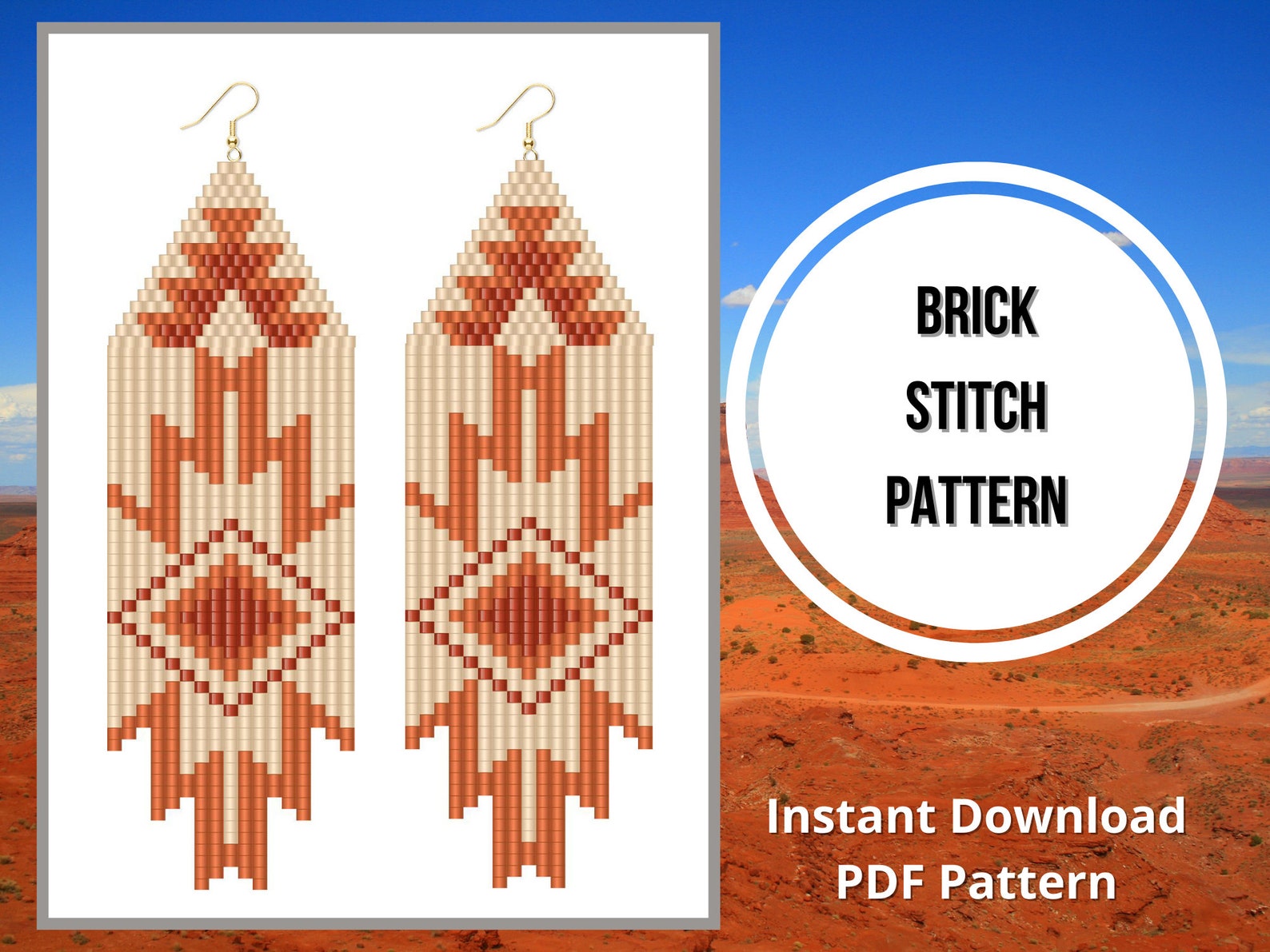 Native American Style Beaded Earring Pattern Seed Bead Fringe Earring ...