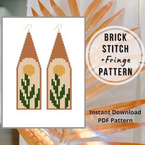 Boho beaded earrings pattern Native style brick stitch fringe bohemian earring PDF seed bead pattern for beading Miyuki delica