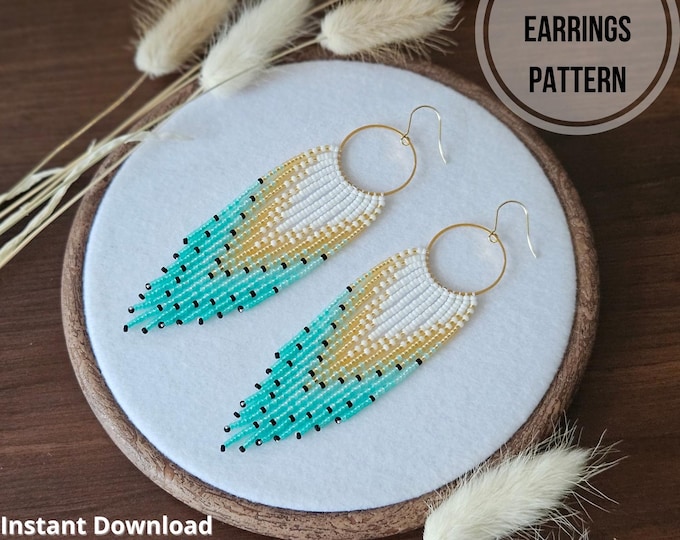 Boho Ombré Seed Bead Fringe Earrings, Long Beaded Earrings - Etsy
