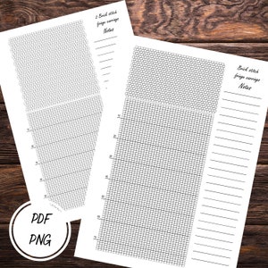 Op de afbeelding: Printbaar grafiekpapier met een rasterpatroon voor kralenwerk of baksteen-steekprojecten. Het papier bevat een notitiegedeelte en de tekst "2 Brick stitch fringe earrings Notes".