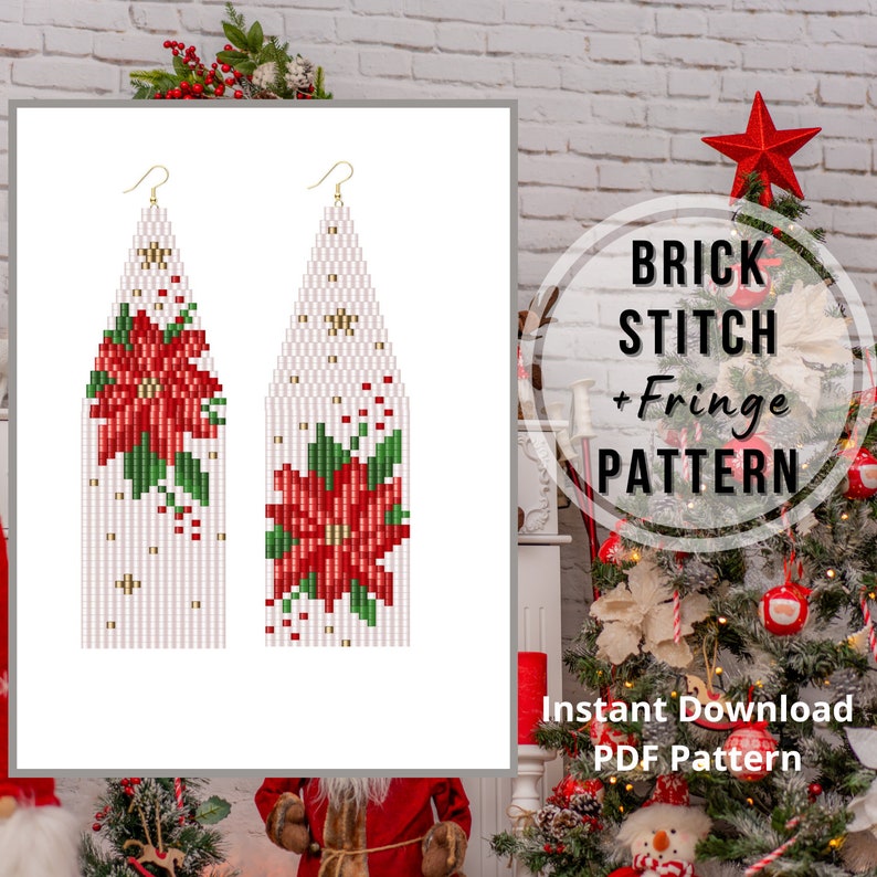 Pattern Mistmiatched Mismatched Christmas Bead Earring Patterns Brick Stitch Fringe ...