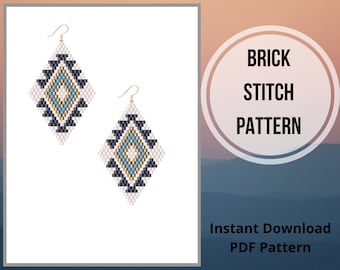 Cowboy seed bead earring pattern brick stitch western jewelry PDF pattern ethnic earrings miyuki delica