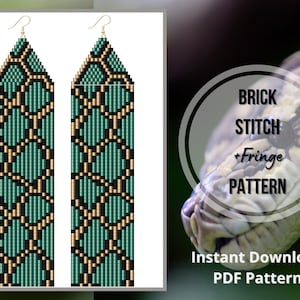 Peau de serpent brick stitch boucles d'oreilles franges motif boucle d'oreille perle de rocaille Miyuki delica PDF motif boucles d'oreilles
