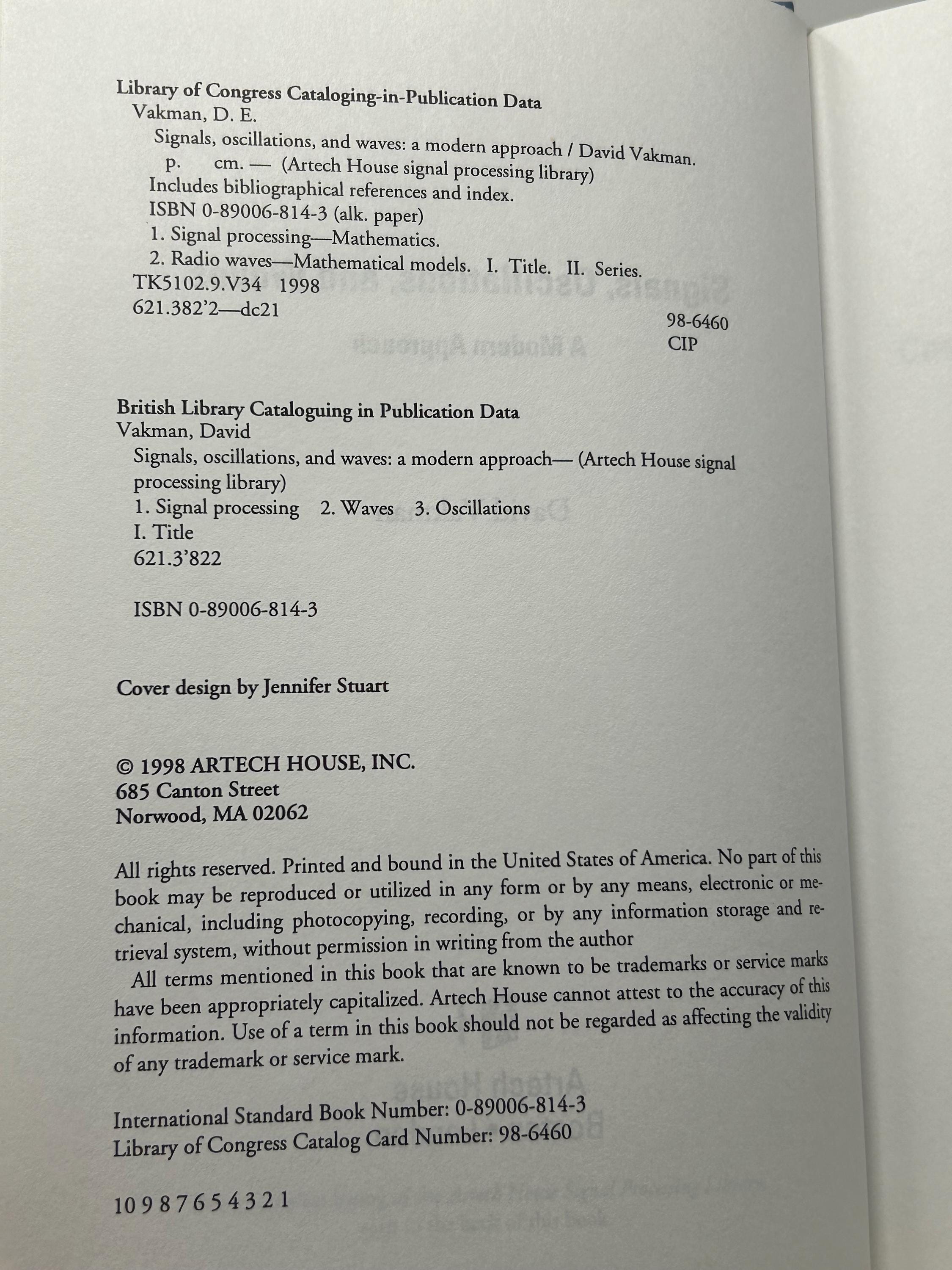 洋書 Signals, Oscillations, and Waves Signals, Oscillations, and Waves: A Modern Approach (Artech House