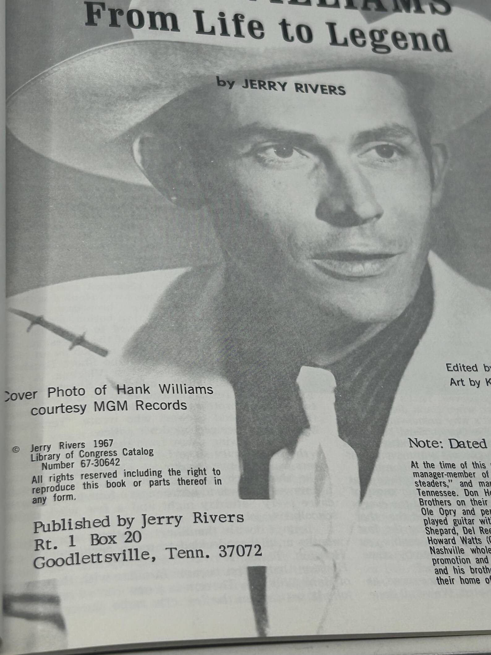 Jerry Rivers Hank Williams From Life to Legend by Jerry Rivers Vintage Softcover ...