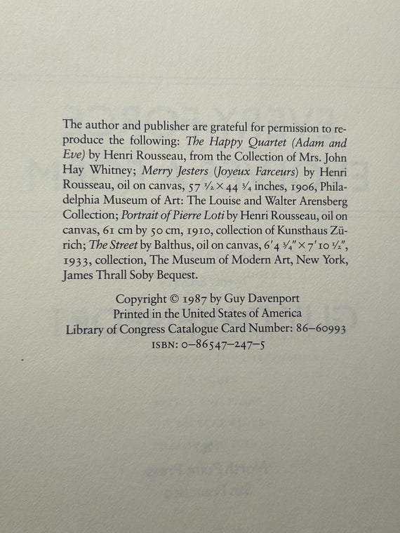 Every Force Evolves a Form by Guy Davenport 20 Essays Vintage