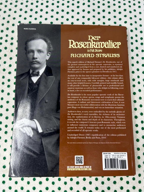 Richard Strauss Der Rosenkavalier in Full Score Softcover Dover