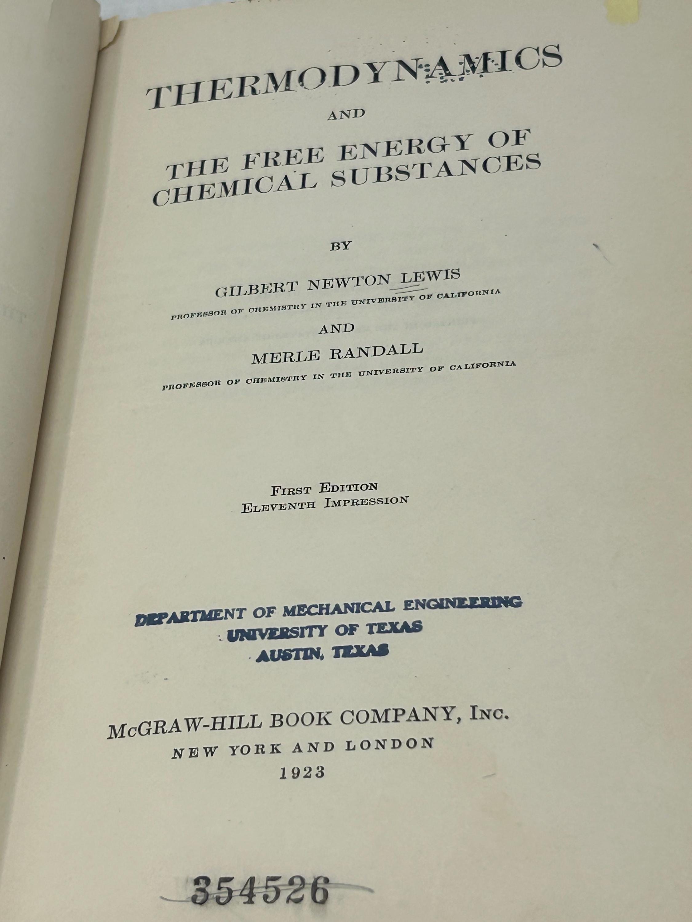 Thermodynamics and the Free Energy of Chemical Substances by