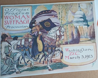 Programa oficial de la Procesión por el Sufragio Femenino, Washington D. C., 13 de marzo de 1913, por Brown, Harriet Conno, editora. Reimpresión moderna con extras.