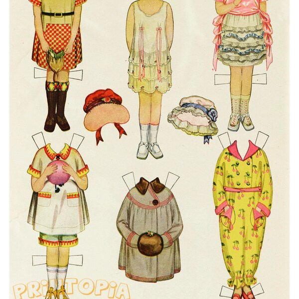 Dell Paper Doll w BUTTERICK (1921) Most Fashionable Dress Patterns * Quality Art Print Childhood, paperdolls, from original advertisment