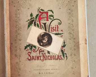 Clement C Moore (1862) A Visit From Saint Nicholas aka T'was the Night Before Christmas. Replica edition children's book