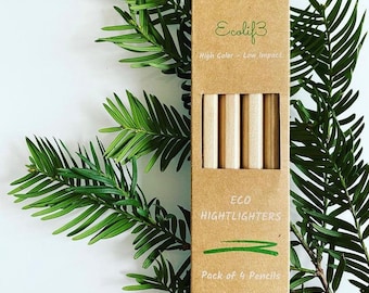 Eco-Textmarker, Bleistift-Textmarker mit hoher Farbintensität, 4 Farben pro Box.