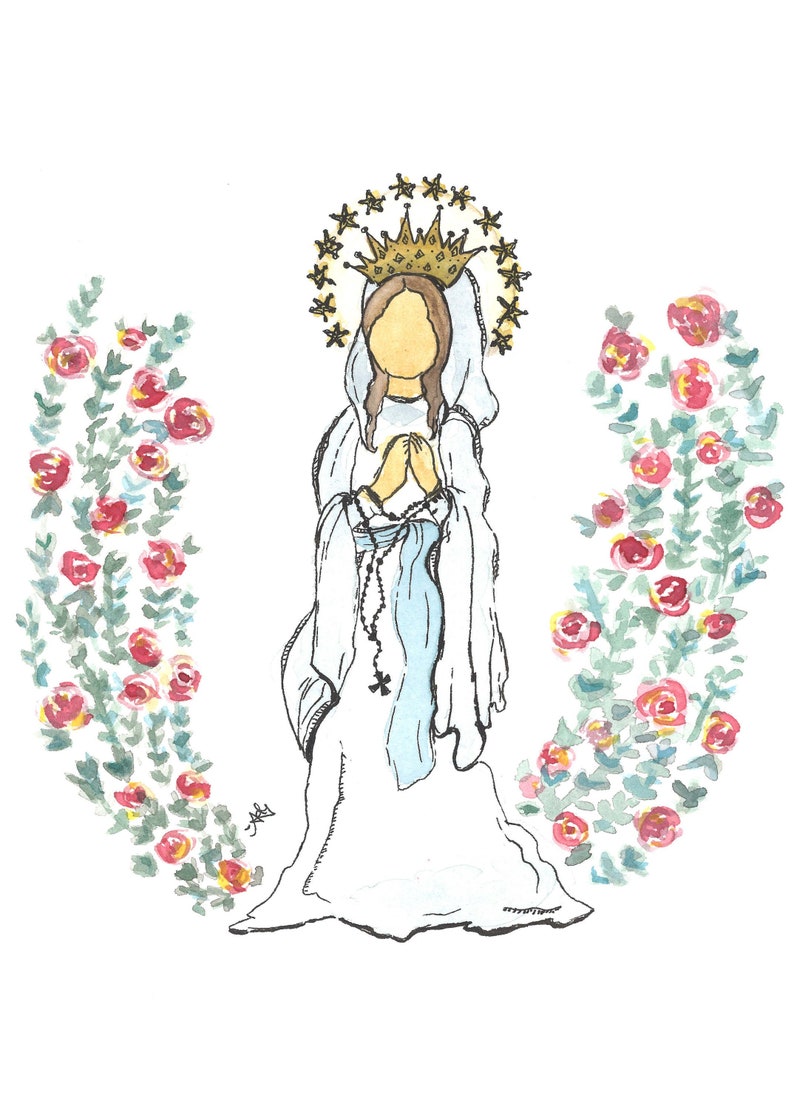 8inX10in Aquarelle MarieNotreDame de Lourdes Imprimer Etsy