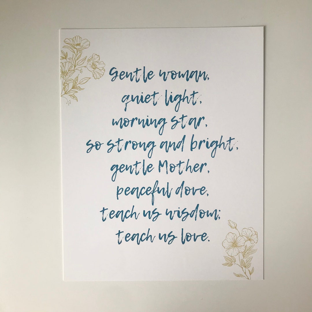 Gentle Woman Song Lyrics, 8x10, Art Print, Catholic Print, Mother's Day