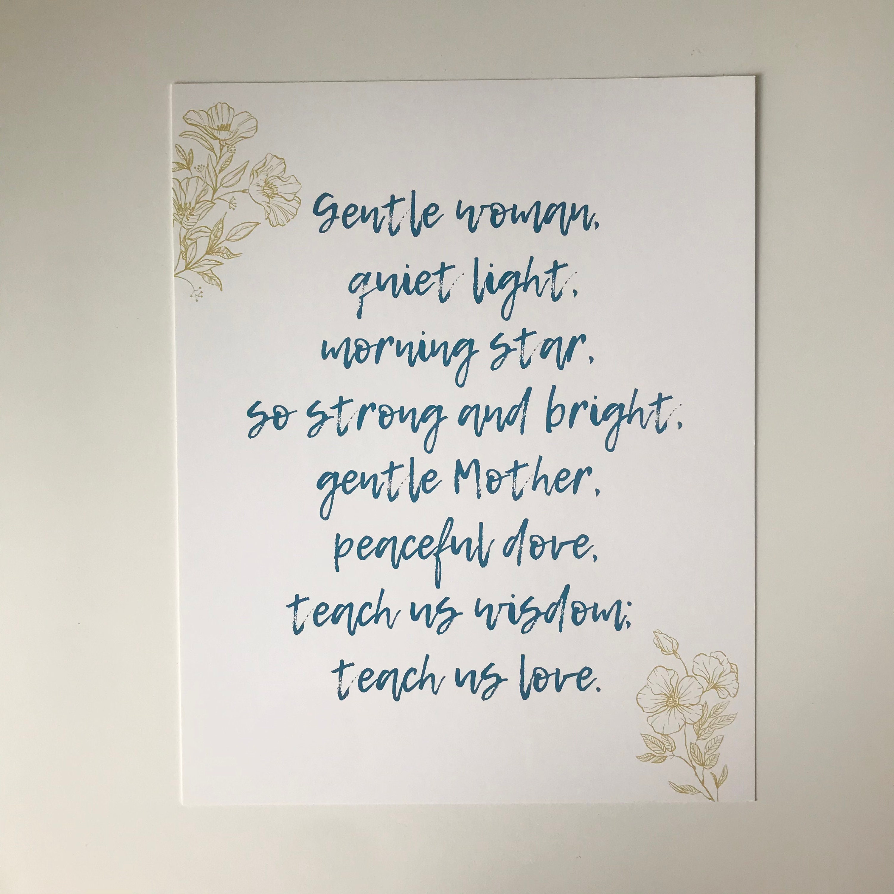 Gentle Woman Song Lyrics 8x10 Art Print Catholic Print - Etsy
