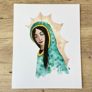 Our Lady of Guadalupe Watercolor Print, 5X7 or 8X10 Print, Catholic Art, Virgin Mary Art