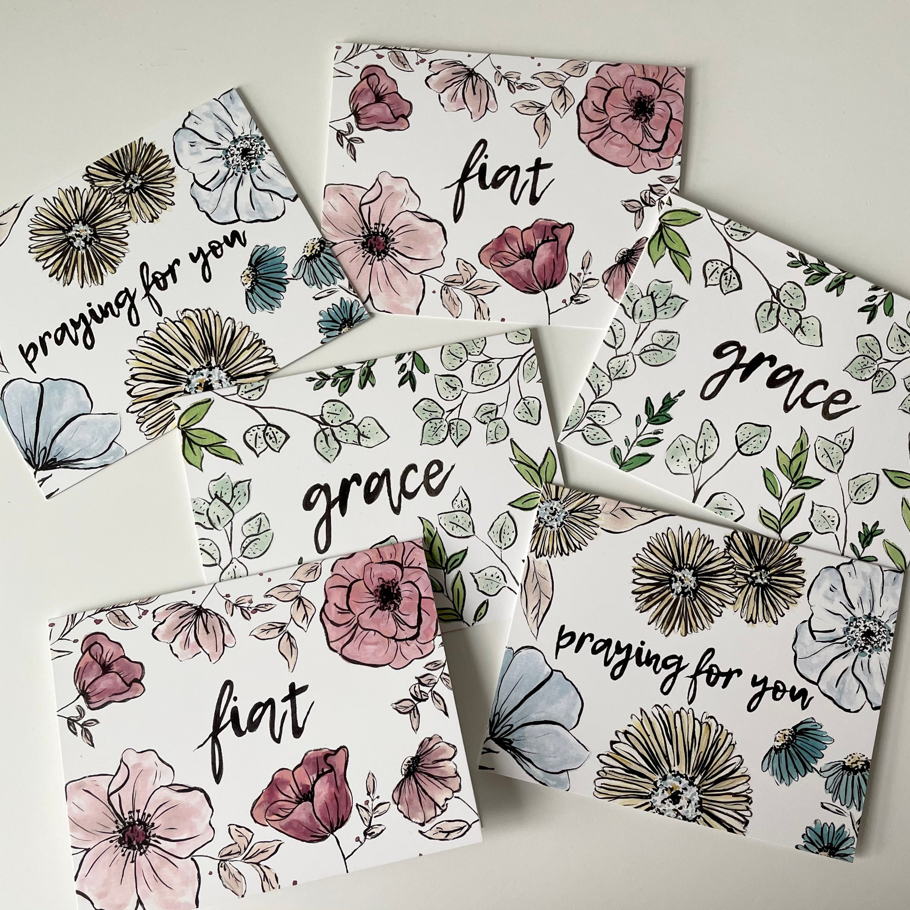 Set of 6 Catholic Greeting Cards Encouragement Cards Small Etsy