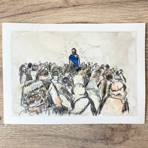 Sermon on the Mount art print, mixed media art, The Chosen series inspired artwork, 8x10 or 5x7 Catholic, Christian artwork