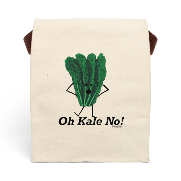 Funny Lunch Bag for Women, Lunch Bag for Men, Canvas Lunch Bag with Strap, Funny Work Lunch Bag, Kale Puns, Small Cotton Lunch Tote, Punny