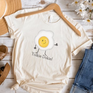 Yolkie Dokie, Pun Shirt, Cute Egg, Funny Shirt, Foodie Gifts, Fried Egg, Cute Shirt, Breakfast Shirt, Okay Shirt, Food Lover Gift, Food Puns