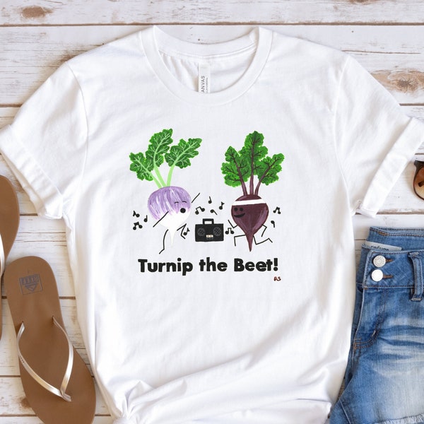 Turnip the Beet Pun Shirt, Womens Food Pun T-Shirt, Mens Vegetable Graphic Tee, Punny Unisex Novelty Veggie Tshirt with Beet Pun, Music Puns