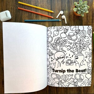 Punny Adult Coloring Book, Funny Food Pun Coloring Book, Vegetable Pun Gifts, Coloring Book for Vegans, Relaxing Friend Gift, Coloring Pages image 4