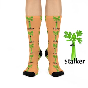 Funny Socks for Adults, Colorful Pun Crew Socks, Silly Socks for Men and Women, Unisex Celery Pun Socks, Fun Food Socks, Punny Birthday Gift