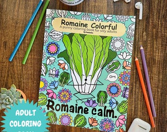 Punny Adult Coloring Book, Funny Food Pun Coloring Book, Vegetable Pun Gifts, Coloring Book for Vegans, Relaxing Friend Gift, Coloring Pages