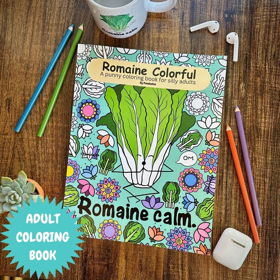 Punny Adult Coloring Book, Funny Food Pun Coloring Book, Vegetable Pun Gifts, Coloring Book for Vegans, Relaxing Friend Gift, Coloring Pages
