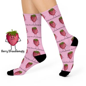 Strawberry Socks, Funny Socks, Silly Socks, Pink Novelty Socks, Fruit Socks, Fun Socks, Crazy Socks, Unique Socks, Pun Socks, Cute Socks