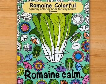 Adult Coloring Book, Hand-Drawn Funny Food Puns, Unique Physical Coloring Book